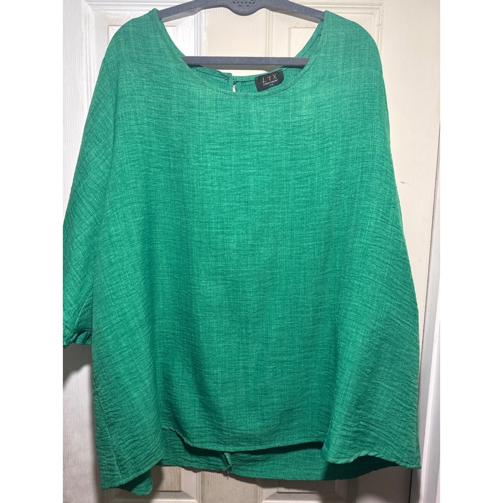 LTX Sportswear USA Green Textured Oversized Dolman Sleeve Top Women's Size L